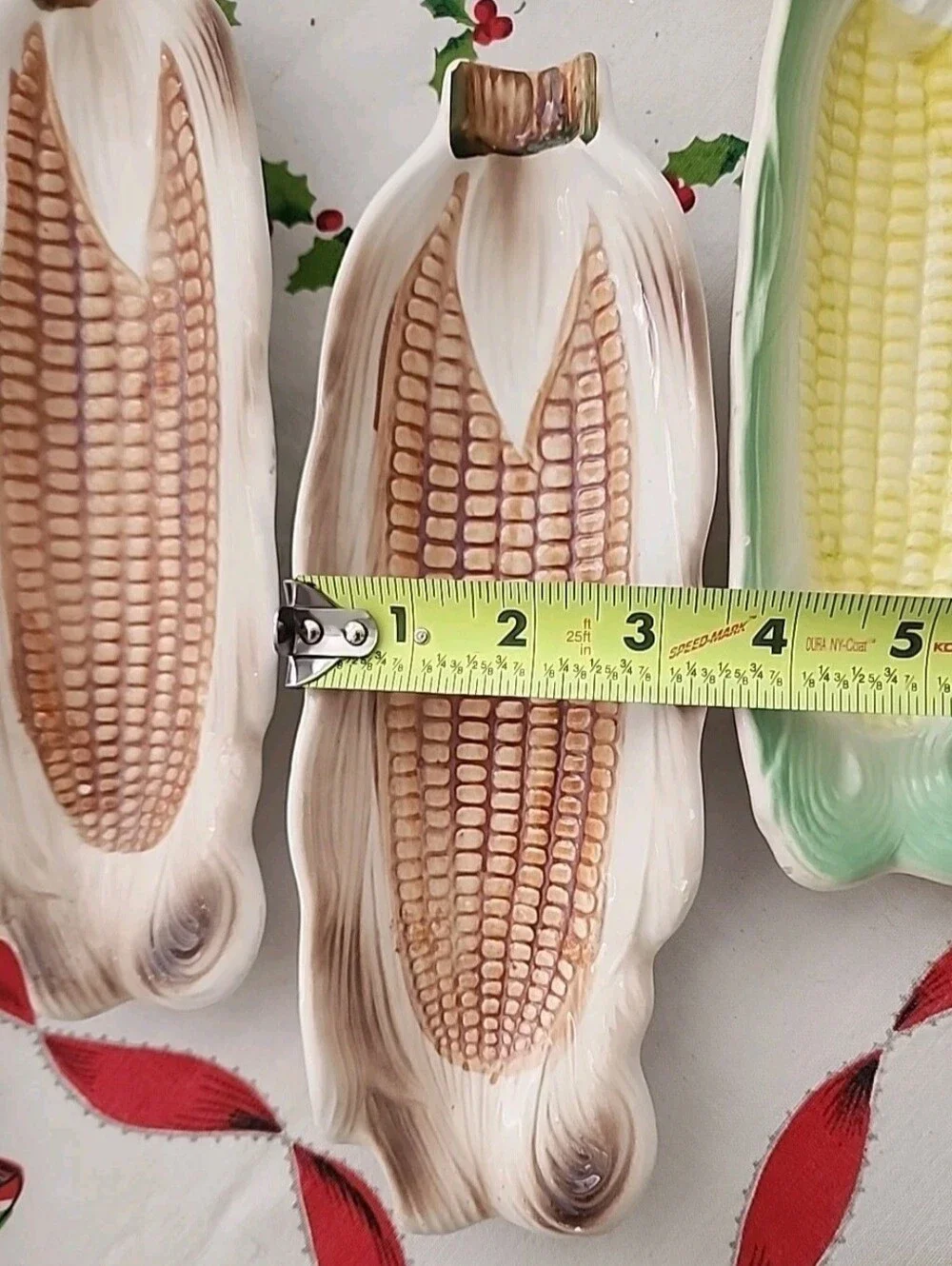 Vintage 1950s Corn on the Cob Dishes Ceramic Holders Set of Four